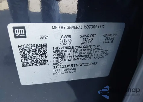 2025 Chevrolet Malibu Fwd Ls z USA, uszkodzony, nr VIN 1G1ZB5ST9SF113007